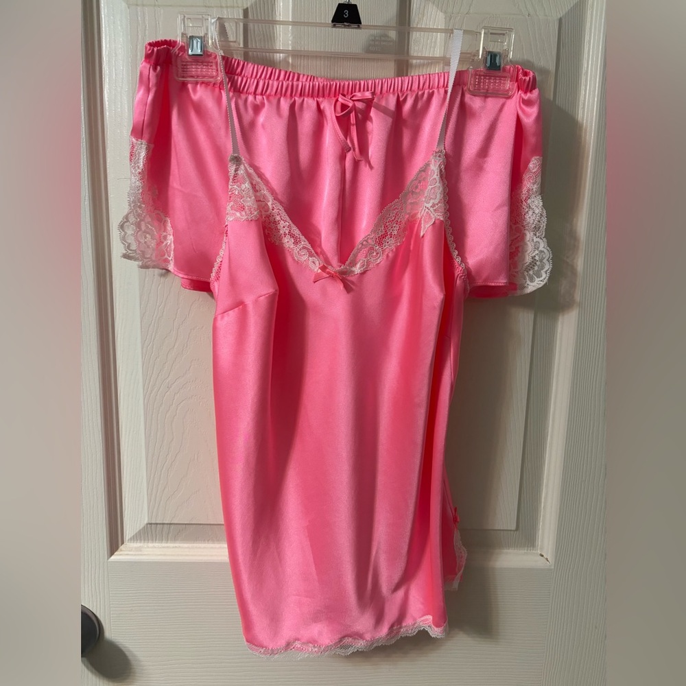 Victoria's Secret Pink Satin Lingerie, Sexy Pajamas, Tank and shorts